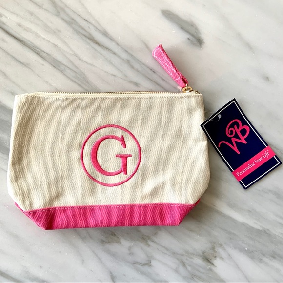 NWT•Monogram “G”•Canvas Top Zip Cosmetic Bag - Picture 3 of 9
